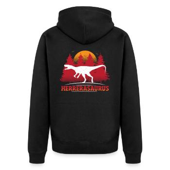 Herrerasaurus Dinosaur - Unisex Premium Bio Zip Hoodie - Schwarz - Hinten - Nico (187cm)