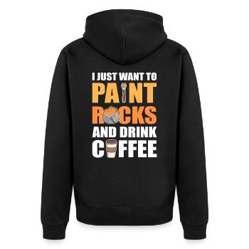 Je veux juste peindre des roches et boire du café rock - Veste à capuche bio Premium Unisexe - noir - Dos - Nico (187cm)