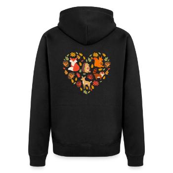 Naturliebhaber Wildtiere Wald Tiere Dschungel - Unisex Premium Bio Zip Hoodie - Schwarz - Hinten - Nico (187cm)