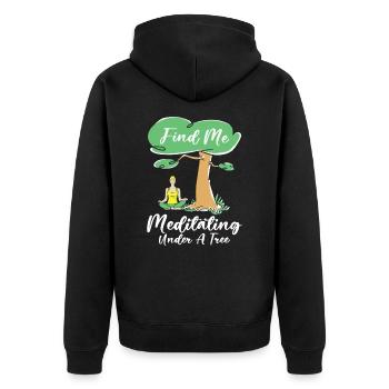 Serenity Meditating Nature Fan Spiritual Yoga - Unisex Premium Organic Zip Hoodie - black - Back - Nico (187cm)
