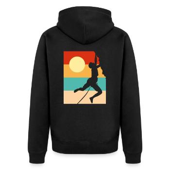 Nature Lover Mountain Climbing Hiking Adventure - Unisex Premium Bio Zip Hoodie - Schwarz - Hinten - Nico (187cm)