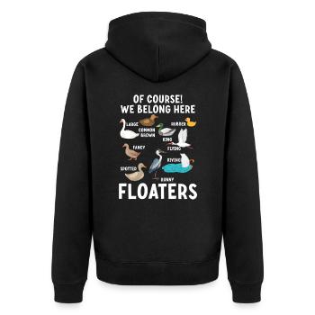 Lustige Tiere Vögel Schwimmer Wir gehören hierher - Unisex Premium Bio Zip Hoodie - Schwarz - Hinten - Nico (187cm)