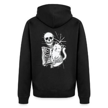 Halloween Squelette Ligne Art Chat Dessin Chat - Veste à capuche bio Premium Unisexe - noir - Dos - Nico (187cm)