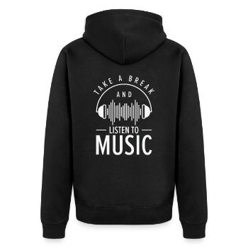 Sérénité Music Lover Pause Détente - Veste à capuche bio Premium Unisexe - noir - Dos - Nico (187cm)