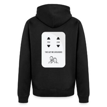 Steckdose Witze Geerdet Strenge Eltern Wortspiele - Unisex Premium Bio Zip Hoodie - Schwarz - Hinten - Nico (187cm)