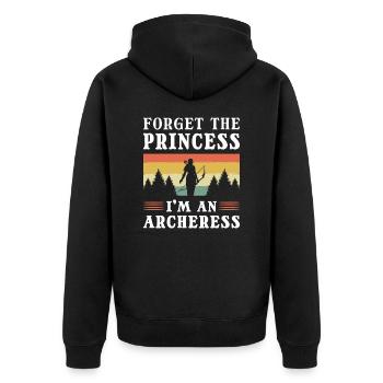 Forget the Princess I'm An Archeress Archery - Unisex Premium Organic Zip Hoodie - black - Back - Nico (187cm)