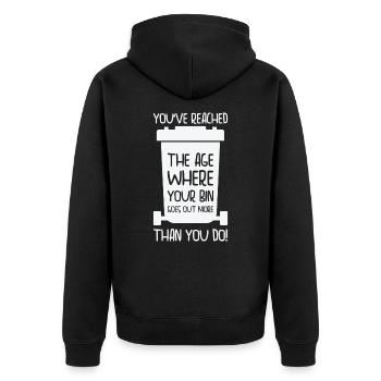 Erwachsenwerden Humorvolles Wortspiel Leben Alter - Unisex Premium Bio Zip Hoodie - Schwarz - Hinten - Nico (187cm)