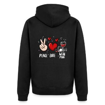 Wein Pong Trinkspiel - Unisex Premium Bio Zip Hoodie - Schwarz - Hinten - Nico (187cm)