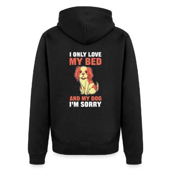 Je n’aime que mon lit et mon chien Je suis désolé propriétaire du chien - Veste à capuche bio Premium Unisexe - noir - Dos - Nico (187cm)