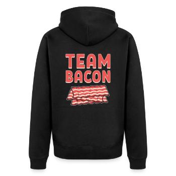 Team Bacon Ham Meat Breakfast Bacon and Egg - Unisex Premium Organic Zip Hoodie - black - Back - Nico (187cm)