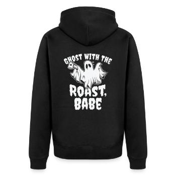 Halloween Ghost Line Art Coffee Lover Drawing - Unisex Premium Organic Zip Hoodie - black - Back - Nico (187cm)