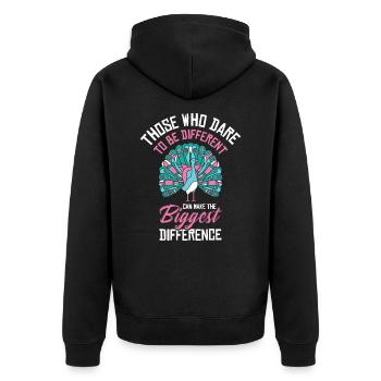 Pfau Inspirational Peacock Fan Wildlife - Unisex Premium Bio Zip Hoodie - Schwarz - Hinten - Nico (187cm)