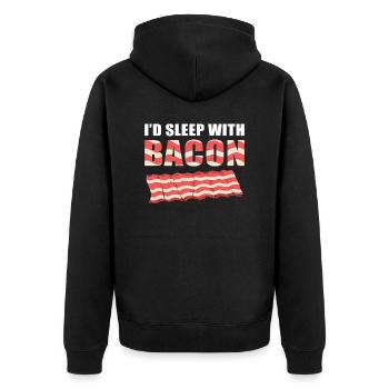 I'd Sleep With Bacon Pig Ham Meat BBQ Bacon and - Unisex Premium Organic Zip Hoodie - black - Back - Nico (187cm)
