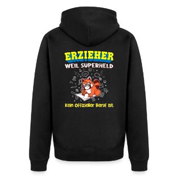 Erzieher Weil Superheld Kein Offizieller Beruf Ist - Unisex Premium Bio Zip Hoodie - Schwarz - Hinten - Nico (187cm)