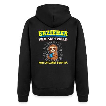 Erzieher Weil Superheld Kein Offizieller Beruf Ist - Unisex Premium Bio Zip Hoodie - Schwarz - Hinten - Nico (187cm)