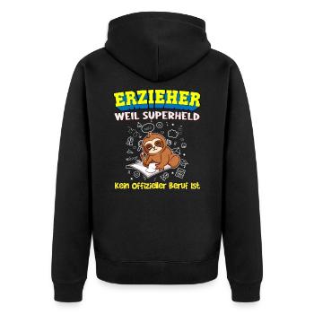 Erzieher Weil Superheld Kein Offizieller Beruf Ist - Unisex Premium Bio Zip Hoodie - Schwarz - Hinten - Nico (187cm)