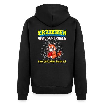 Erzieher Weil Superheld Kein Offizieller Beruf Ist - Unisex Premium Bio Zip Hoodie - Schwarz - Hinten - Nico (187cm)