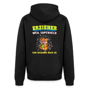 Erzieher Weil Superheld Kein Offizieller Beruf Ist - Unisex Premium Bio Zip Hoodie - Schwarz - Hinten - Nico (187cm)