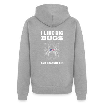 I Like Big Bugs and I Cannot Lie Tarantula - Unisex Premium Bio Zip Hoodie - Grau meliert - Hinten - Nico (187cm)