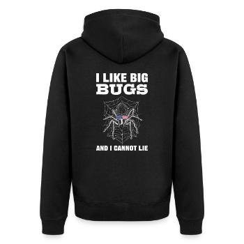 I Like Big Bugs and I Cannot Lie Tarantula - Unisex Premium Bio Zip Hoodie - Schwarz - Hinten - Nico (187cm)