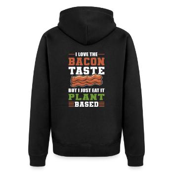 I Love The Bacon Taste But I Just Eat it Plant - Unisex Premium Organic Zip Hoodie - black - Back - Nico (187cm)