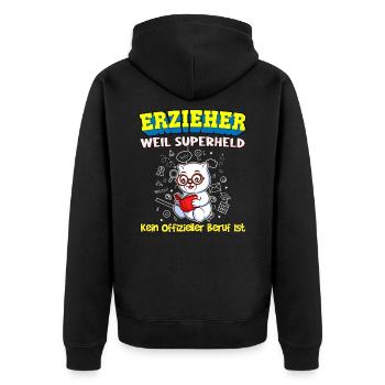 Erzieher Weil Superheld Kein Offizieller Beruf Ist - Unisex Premium Bio Zip Hoodie - Schwarz - Hinten - Nico (187cm)