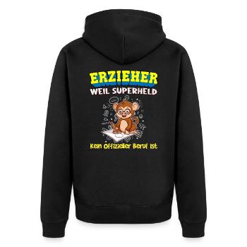 Erzieher Weil Superheld Kein Offizieller Beruf Ist - Unisex Premium Bio Zip Hoodie - Schwarz - Hinten - Nico (187cm)