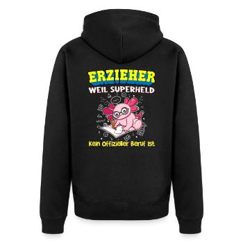 Erzieher Weil Superheld Kein Offizieller Beruf Ist - Unisex Premium Bio Zip Hoodie - Schwarz - Hinten - Nico (187cm)