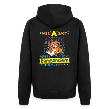 Wer A Sagt Muss Auch Ramsamsam Sagen Kita Erzieher - Unisex Premium Bio Zip Hoodie - Schwarz - Hinten - Nico (187cm)