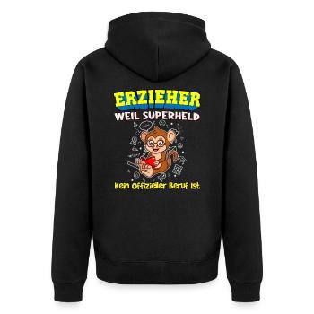 Erzieher Weil Superheld Kein Offizieller Beruf Ist - Unisex Premium Bio Zip Hoodie - Schwarz - Hinten - Nico (187cm)