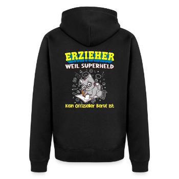 Erzieher Weil Superheld Kein Offizieller Beruf Ist - Unisex Premium Bio Zip Hoodie - Schwarz - Hinten - Nico (187cm)