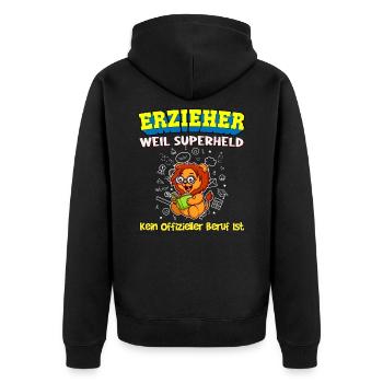 Erzieher Weil Superheld Kein Offizieller Beruf Ist - Unisex Premium Bio Zip Hoodie - Schwarz - Hinten - Nico (187cm)