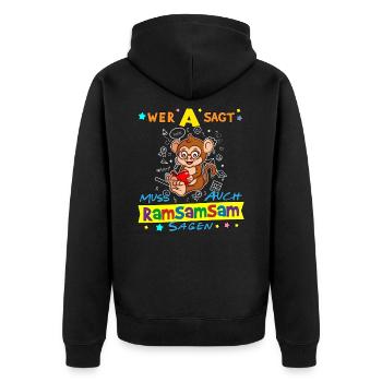 Wer A Sagt Muss Auch Ramsamsam Sagen Kita Erzieher - Unisex Premium Bio Zip Hoodie - Schwarz - Hinten - Nico (187cm)