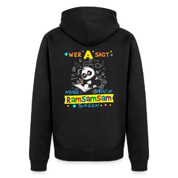 Wer A Sagt Muss Auch Ramsamsam Sagen Kita Erzieher - Unisex Premium Bio Zip Hoodie - Schwarz - Hinten - Nico (187cm)