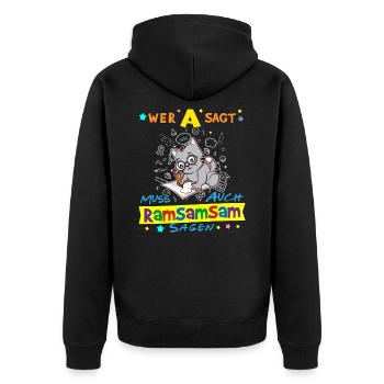 Wer A Sagt Muss Auch Ramsamsam Sagen Kita Erzieher - Unisex Premium Bio Zip Hoodie - Schwarz - Hinten - Nico (187cm)