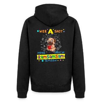 Wer A Sagt Muss Auch Ramsamsam Sagen Kita Erzieher - Unisex Premium Bio Zip Hoodie - Schwarz - Hinten - Nico (187cm)