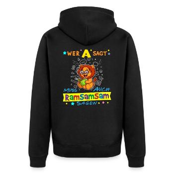 Wer A Sagt Muss Auch Ramsamsam Sagen Kita Erzieher - Unisex Premium Bio Zip Hoodie - Schwarz - Hinten - Nico (187cm)