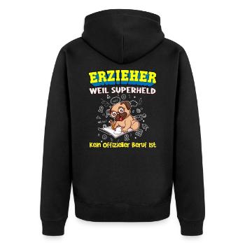 Erzieher Weil Superheld Kein Offizieller Beruf Ist - Unisex Premium Bio Zip Hoodie - Schwarz - Hinten - Nico (187cm)