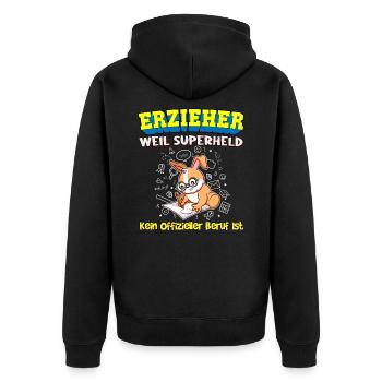 Erzieher Weil Superheld Kein Offizieller Beruf Ist - Unisex Premium Bio Zip Hoodie - Schwarz - Hinten - Nico (187cm)