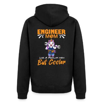 Engineer Mom Like A Regualr Mom But Cooler - Unisex Premium Organic Zip Hoodie - black - Back - Nico (187cm)