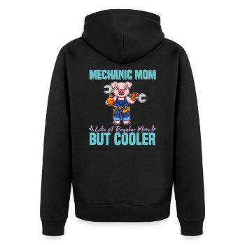Mechanic Mom Like A Regualr Mom But Cooler - Unisex Premium Bio Zip Hoodie - Schwarz - Hinten - Nico (187cm)