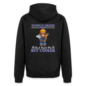 Technical Drawer Mom Like A Regualr Mom But Cooler - Unisex Premium Bio Zip Hoodie - Schwarz - Hinten - Nico (187cm)
