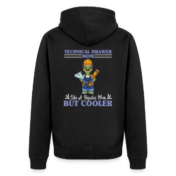 Technical Drawer Mom Like A Regualr Mom But Cooler - Unisex Premium Bio Zip Hoodie - Schwarz - Hinten - Nico (187cm)