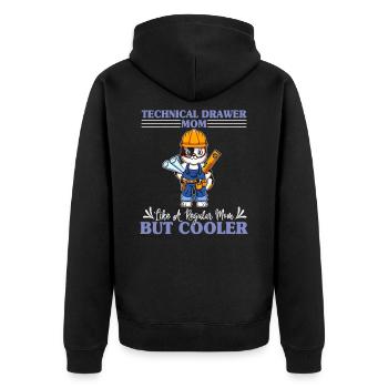 Technical Drawer Mom Like A Regualr Mom But Cooler - Unisex Premium Bio Zip Hoodie - Schwarz - Hinten - Nico (187cm)