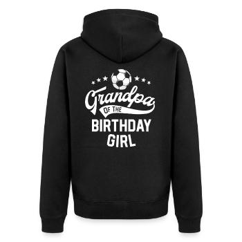 Opa des Geburtstagskindes Fußball-Themenparty - Unisex Premium Bio Zip Hoodie - Schwarz - Hinten - Nico (187cm)