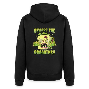 Halloween Sandwich Zombie Sandwich Lover Spooky - Unisex Premium Organic Zip Hoodie - black - Back - Nico (187cm)