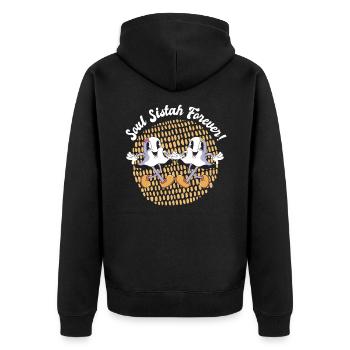 Halloween Soul Sistah Ghost Spirit Cute Spooky - Unisex Premium Organic Zip Hoodie - black - Back - Nico (187cm)