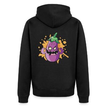 Halloween Auberginenmonster Gesundes Essen - Unisex Premium Bio Zip Hoodie - Schwarz - Hinten - Nico (187cm)