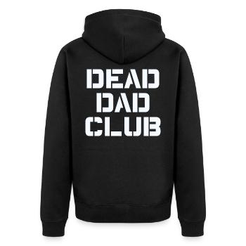 Dead Dad Club Vintage Lustiger Spruch - Unisex Premium Bio Zip Hoodie - Schwarz - Hinten - Nico (187cm)