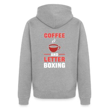 Lettrage de café et de boîte aux lettres - Veste à capuche bio Premium Unisexe - gris chiné - Dos - Nico (187cm)